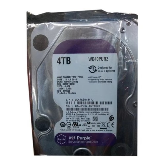 WD42PURZ 4TB Purple SATA 6Gb/s 5400RPM 256MB Cache Internal Desktop Security Monitoring Storage Hard Drive HDD