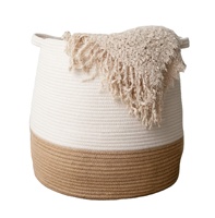 Vente en gros 2022 nouveau style de grand panier à linge tissé en corde de coton avec longues poignées
