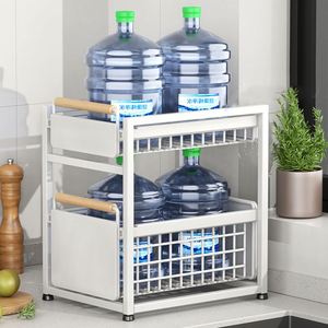 Bathroom Kitchen 2 Tier Under Sink Rack Shelf Double Layer Holder Cabinet <b>Storage</b> Organizer <b>Clothes</b> Sliding Drawer Bedroom - Product Image 2