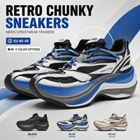 Baskets Chunky Rétro Futuristes pour Hommes, Color Block, à Lacets, Semelle Épaisse, Décontractées, pour la Marche et le Streetwear