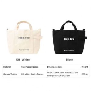 Custom Size <b>Canvas</b> <b>Tote</b> <b>Bag</b> Solid Color, Large Capacity Perfect for Class, Grocery, Beach & Gym Eco-friendly - Product Image 2
