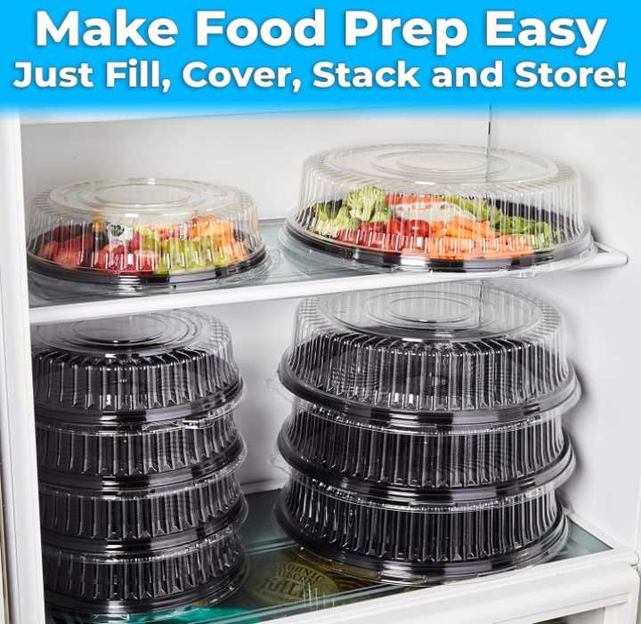 Disposable Party Platters With Lid Disposable 12 Inch Round Food Tray Party Food Platter for Bread Noodle Cake