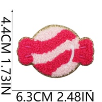 Parches de chenilla al por mayor con diseños de caramelos, piruletas y lemas, insignias termoadhesivas bordadas con motivos de dulces para ropa y accesorios de vestimenta