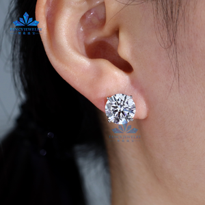 Pendiente trasero inglés Diamante grande 5CT 11mm LAB Creado Diamante D VS1 Pendiente de mujer de cuatro puntas <span class=keywords><strong>Oro</strong></span> de 18 quilates AU750 con IGI - Product Image 3