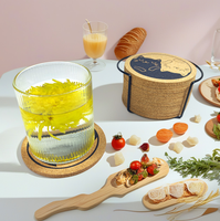 Ensemble de sous-verres en liège naturel jaune écologique, motif de patte de dessin animé mignon, résistant à la chaleur, biodégradable, décoration pour la maison et le bar