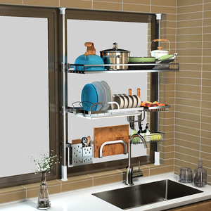 Window Storage Rack Stainless Steel Multi Layer Dish Drainer With <b>Tray</b> Hanging <b>Kitchen</b> Spice Rack Modern Design - Product Image 3
