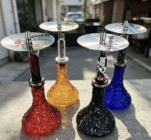Cachimba de Vidrio de Colores, Pipa de Shisha Moderna con Base Tallada y Soporte Metálico para Exhibición en Bares y Salones - Product Image 4