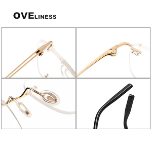 Montura de gafas de titanio puro para hombres y mujeres, monturas de gafas cuadradas sin montura para hombre y mujer, gafas sin marco 2024 - Product Image 4