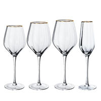 Grand Verre à Vin en Cristal Grande Capacité, Compatible Lave-Vaisselle, Flûte à Cocktail à Long Pied, Verre à Champagne, Coupe Citrouille avec Bord Doré