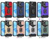 Coque de protection robuste avec fente pour carte et caméra coulissante pour iPhone 17 16 15 14 13 12 11 Pro Max Pro 7 8 Plus Mini, avec support magnétique et anneau