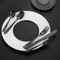 Ensemble de couverts en acier inoxydable de 20 pièces avec couteau à steak, ensemble de couverts noirs