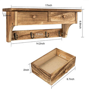 Porte-manteau mural en bois rustique de style campagnard avec crochets pour entrée, vestiaire, chambre, <span class=keywords><strong>cuisine</strong></span>, salle de bain - Product Image 2