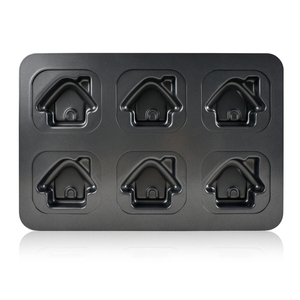Moule <span class=keywords><strong>à</strong></span> muffins en forme de <span class=keywords><strong>maison</strong></span> 3D mignon - Moule de cuisson antiadhésif écologique pour gâteaux, biscuits, chocolats et friandises <span class=keywords><strong>maison</strong></span> - Product Image 1