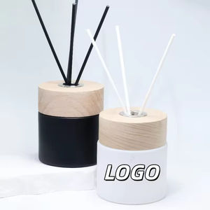 100ml 150ml Luxury clear Frost Round Glass Aroma Reed <b>Diffuser</b> Bottles for air Freheners <b>with</b> <b>Sticks</b> Custom Bamboo Wooden Lid - Product Image 1