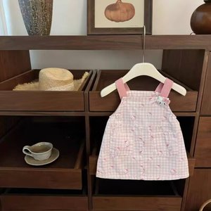 Sweet Kitty Pink T-shirt Overall Dress Set For Baby Girls Breathable Summer Outfit - Product Image 3