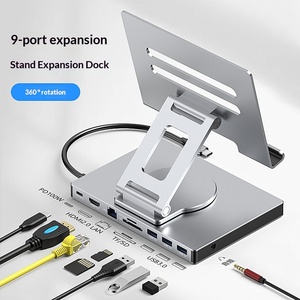 Base de Conexión Tipo-C 4K60Hz con Puerto Gigabit, Divisor USB3.2, Soporte Giratorio para Teléfono Móvil y Tablet, Base de Expansión - Product Image 2
