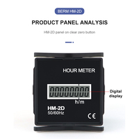 HM-2D Penghitung Jam 0-999999H59M Layar Digital Persegi Hitam LED 8-bit 100-240V AC Penghitung Waktu