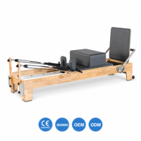Reformer de Pilates professionnel en bois de chêne - Équipement d'entraînement portable et réglable pour la maison, idéal pour le yoga et le fitness
