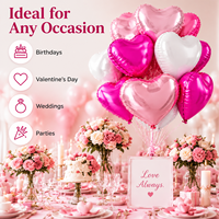 Ballons en aluminium en forme de cœur de 18 pouces, rose brillant et blanc, ballons flottants individuels pour la Saint-Valentin, anniversaire, mariage, décoration de fête