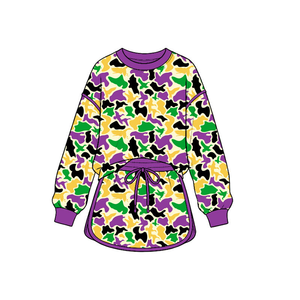 Conjunto a juego para hermanas de Mardi Gras, informal, ecológico, de manga corta, con estampado de camuflaje, para desfile o fiesta - Product Image 6