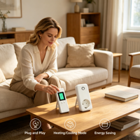 Prise thermostat numérique murale multi-contrôle automatique pour appareils de chauffage ou de refroidissement domestiques