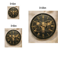Horloge murale analogique à quartz rétro steampunk industrielle de 60 cm x 100 cm, style antique, en métal, silencieuse, chiffres romains, pour salon, luxe