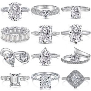 Bague de fiançailles et de mariage DYLAM en argent sterling avec moissanite et zircone 8A, style cocktail et éternité, bijoux de mode raffinés - Product Image 6