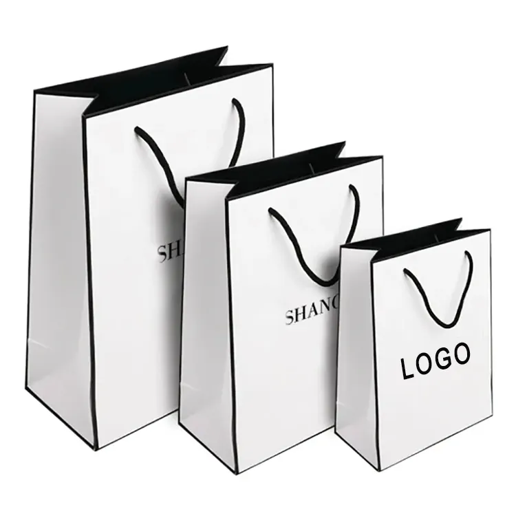 Design gratuito bellissimo Logo personalizzato stampa Art sacchetto di carta regalo di abbigliamento borsa di spedizione con manico