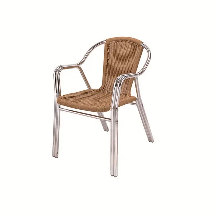 French Bistro Aluminium Arm Round Furniture Flower Cafe Dine Rattan Chair