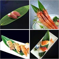 Assiette de service à sushi avec feuilles de bambou au design moderne de 12 pouces Batterie de cuisine Sashimi à feuille de bananier décorative contemporaine
