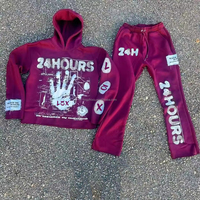 Sweat à capuche et pantalon lavés à l'ourlet brut de la sérigraphie Custom Essentials Pull-over pour femmes Survêtement pour hommes Ensembles à capuche unisexe