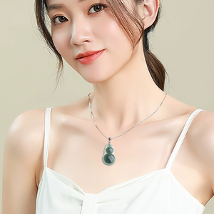 จี้รูปดอกบัวสีน้ำเงินคุณภาพสูงจากมรกตธรรมชาติ, ชิ้นงานหยกเกรดไอซ์รูปดอกไม้, สร้อยคอจี้หยกอเนกประสงค์สำหรับผู้หญิง - Product Image 4