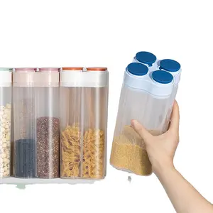 2024 new wholesale Kitchen Food Container Sealed jar grain storage box transparent partition kitchen beans dry cargo bottle