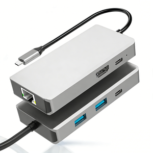 Adaptador Multipuerto USB HUB <span class=keywords><strong>6</strong></span> en 1 USB3.0 5Gbps PD100W con <span class=keywords><strong>Ethernet</strong></span> RJ45 1000M, Multifunción, Compatible con Estación de Acoplamiento Tipo C - Product Image 1