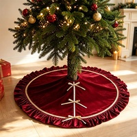 Jupe de sapin de Noël en velours, ronde, 120 cm, avec volants, pour la décoration de la maison en fêtes