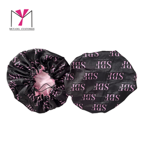 Muyang Customize Satin <b>Bonnet</b> With Drawstrings 54-56cm Printed Pattern Fashion Sleep Hat For Women Home Use - Product Image 5