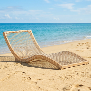 Tumbona de Madera Moderna para Exteriores, Reclinable Manual, Diseño Contemporáneo, Respaldo Sólido, Sin Brazos, Silla de Playa Resistente con Inclinación - Product Image 4
