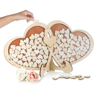 Elegante legno inciso che desidera <span class=keywords><strong>il</strong></span> <span class=keywords><strong>libro</strong></span> degli ospiti dell'albero 100 cuori vuoti per matrimoni Baby shower scatole artigianali cartelli da parete - Product Image 3