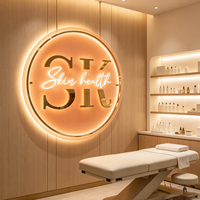 Enseigne lumineuse LED néon 3D personnalisée en acrylique premium - Logo illuminé avec bordure dorée, étanche IP65 pour usage commercial intérieur (bureau/bar)
