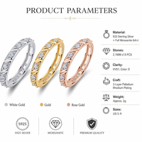 Bague en moissanite en argent sterling 925, texture facettée, 2,1 mm, 13 pièces, couleur D VVS1, 3 couleurs, bijoux pour femmes