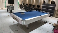 Table de billard professionnelle de 9 pieds avec coussin en caoutchouc, retour de billes, poches personnalisables, cadre en bois massif - 3 couleurs disponibles