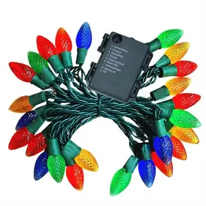 C6 Green Line Colorful 5M 16.4ft 50 Light Christmas Decorative Light String Colorful Flashing Strawberry Light String para árbol