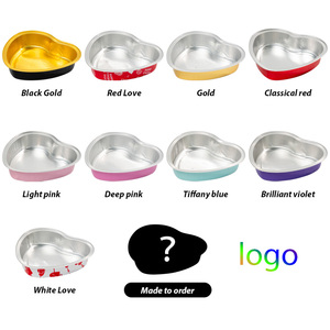 255ml hình trái tim nhôm lá chảo với nắp dùng một lần bánh màu đỏ khay và nướng <span class=keywords><strong>container</strong></span> - Product Image 4