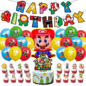 Nouvel arrivage de ballons en latex dessin animé Super <span class=keywords><strong>Mario</strong></span> <span class=keywords><strong>Brother</strong></span> personnage Bannière drapeau pour enfants Décoration de fête d'anniversaire - Product Image 4