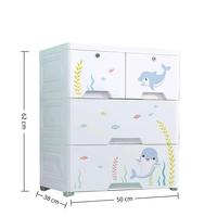 Armoire de rangement en plastique Panda à 3 niveaux avec double verrouillage de 50 cm, 2 tiroirs, 2 serrures et roulettes