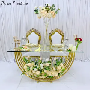 Perna u do vidro de aço inoxidável, mesa de festa de jantar para casamento