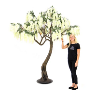 Arbre de glycine en soie 100% fait main, taille et couleurs personnalisées, grand arbre de glycine à fleurs blanches pour la décoration intérieure