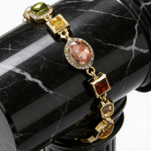 Bracelet <span class=keywords><strong>de</strong></span> luxe en alliage <span class=keywords><strong>de</strong></span> zinc avec chaîne et breloques géométriques couleur or pour femme - Cadeau - Product Image 4