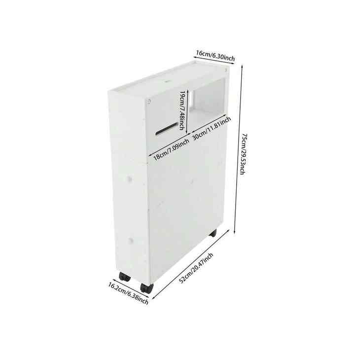 White Narrow Bathroom Toilet Sideboard Cabinet for Storing Tissues Shampoos Creams Home Storage Solution