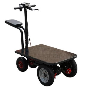 Chariot à plateforme électrique 1000W à quatre roues en acier, plateau mobile pour le transport de marchandises avec guidon - Product Image 1